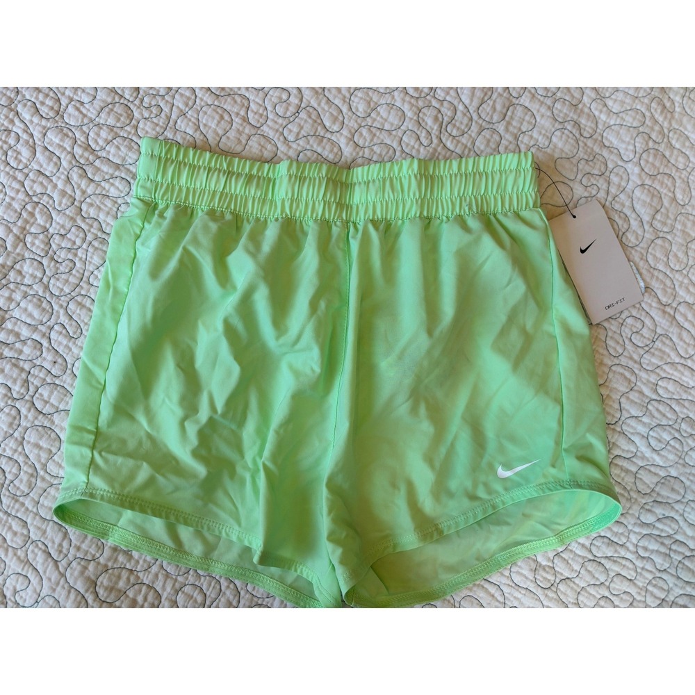 Nike One Girls Dri-FIT Training Shorts Lime Green Loose Fit Size Large